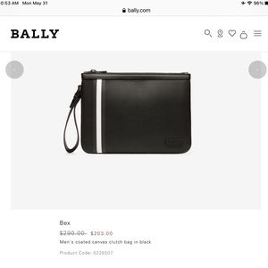 NWT Bally Bex Men’s Black clutch